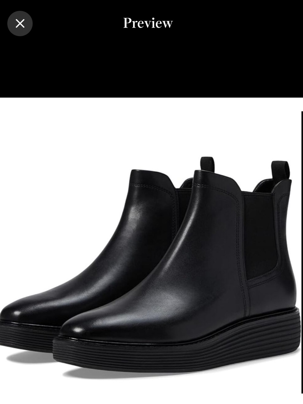 Cole Haan Black Leather Chelsea Platform Ankle Boots
